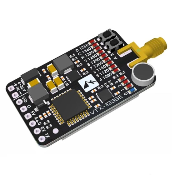 Matek System VTX-1G3SE-9 1.2G/1.3GHz 9CH INTL 0.1mW/25mW/200mW/800mW FPV Transmitter for FPV Racing RC Drone G Monitor